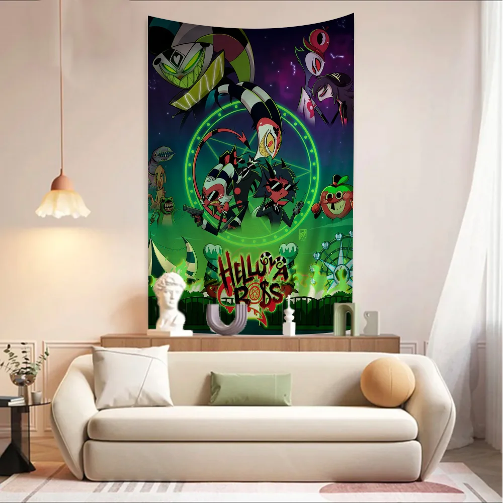 Helluva Boss Cartoon Tapestry Anime Tapestry Hanging Tarot Hippie Wall Rugs Dorm Wall Hanging Sheets