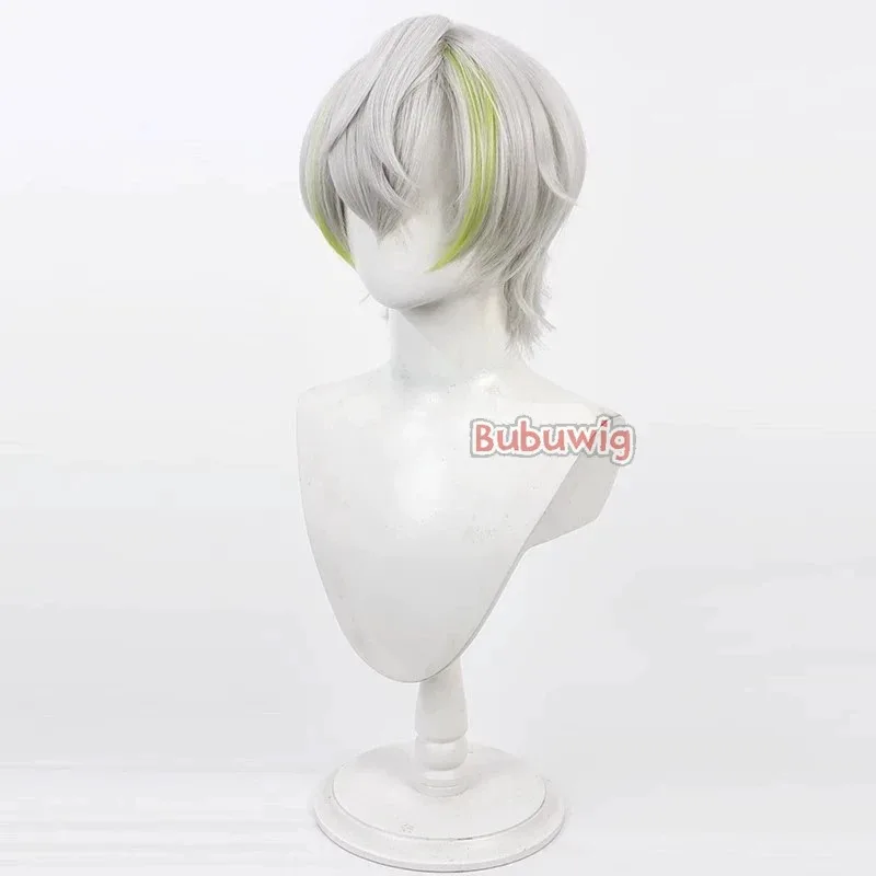 

CyBubuwig синтетические волосы Toi Shiramitsu косплей парики 18TRIP Toi Shiramitsu 30 см короткий серебристо-белый смешанный зеленый парик термостойкий