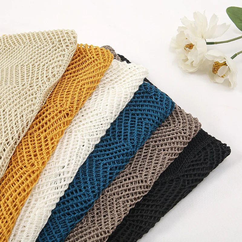 2024 Knitted Cotton Shawl Hollowed-Out Scarf Female Pure Color Stoles Summer Thin Pashmina Sunscreens All Martch Bib Shawl