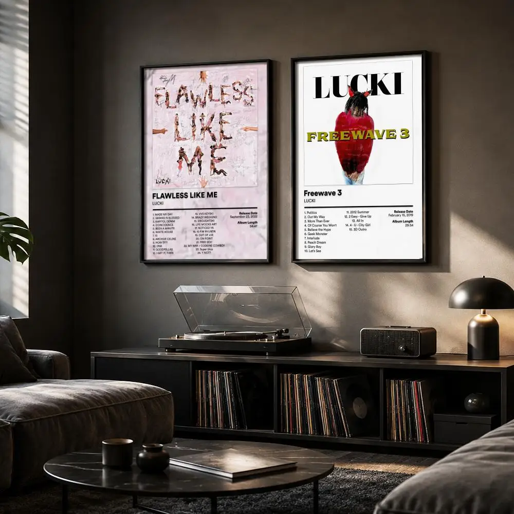 L-LUCKI Singer Rapper Painting Calligraphy Canvas Poster Hallway Bedroom Living Room Home Bar Decoration Interior Wall