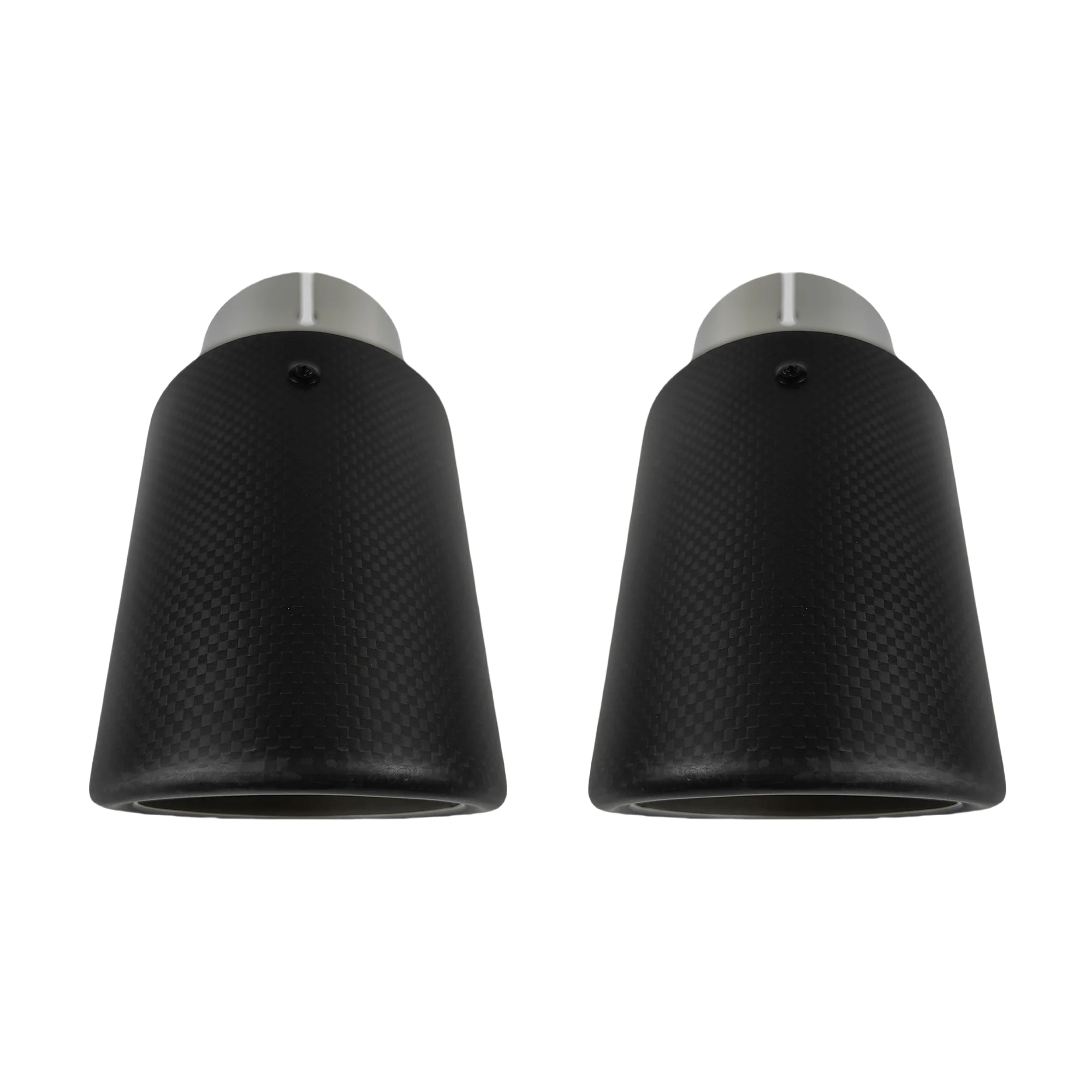 Car Matte Carbon Fiber Muffler Tip Exhaust System Pipe Mufflers Nozzle Universal Crimping Stainless steel Silver