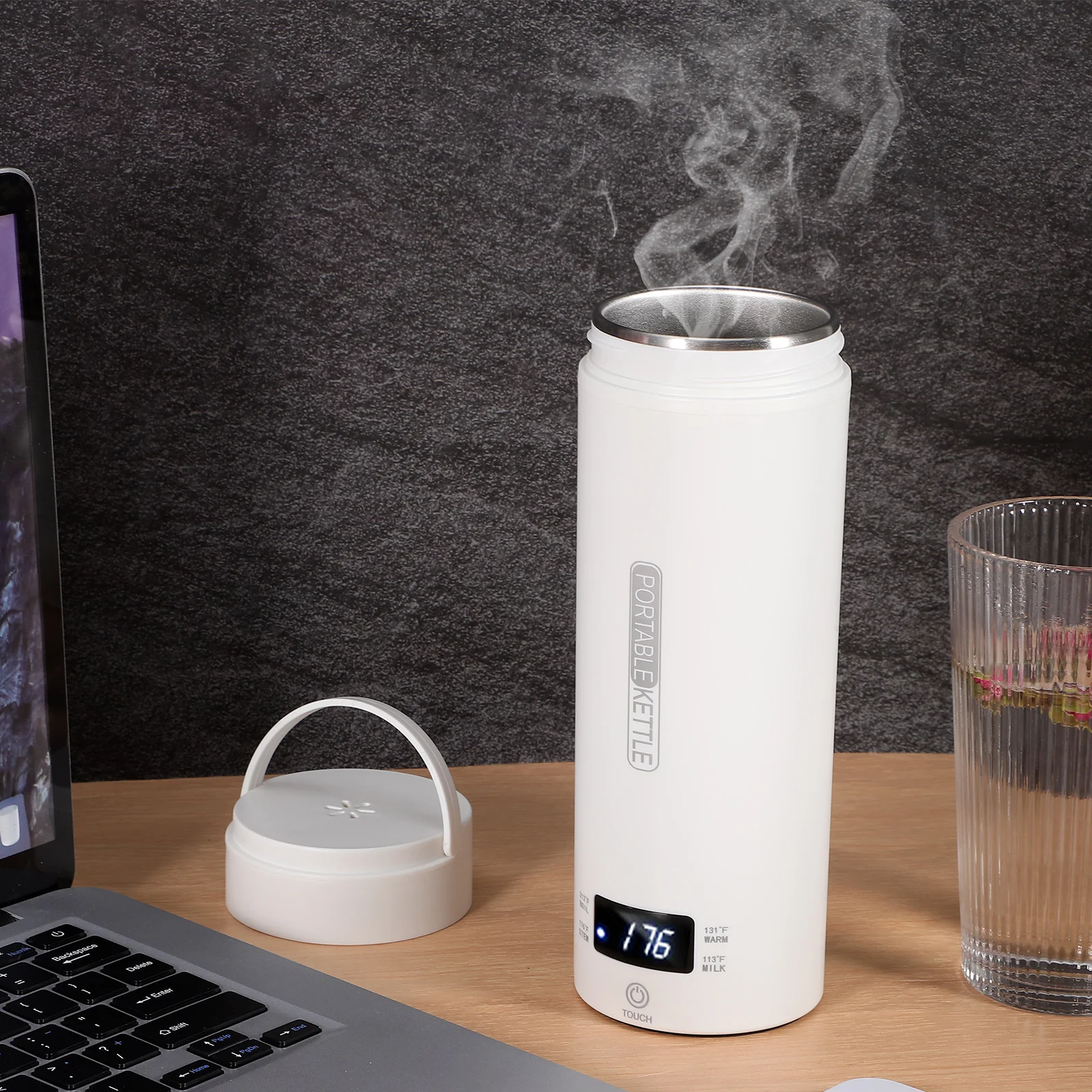 

Kettle 304 Stainless Steel Compact Multi Temperature Hot Water Boiler Travel No Scalding Insulating Body Mini