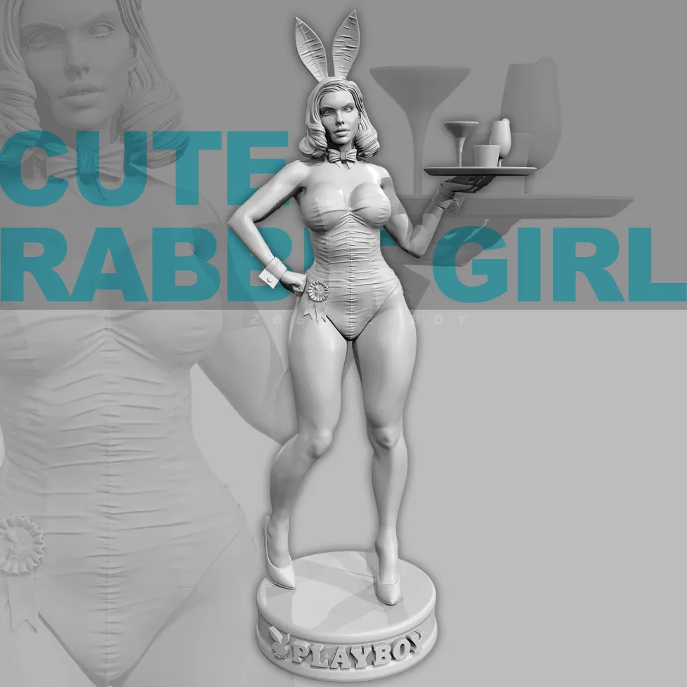 The height of man 38mm 50mm 75mm  Rabbit Girl Resin Model White Model Self Assembled and Colored  TD-7772/3D