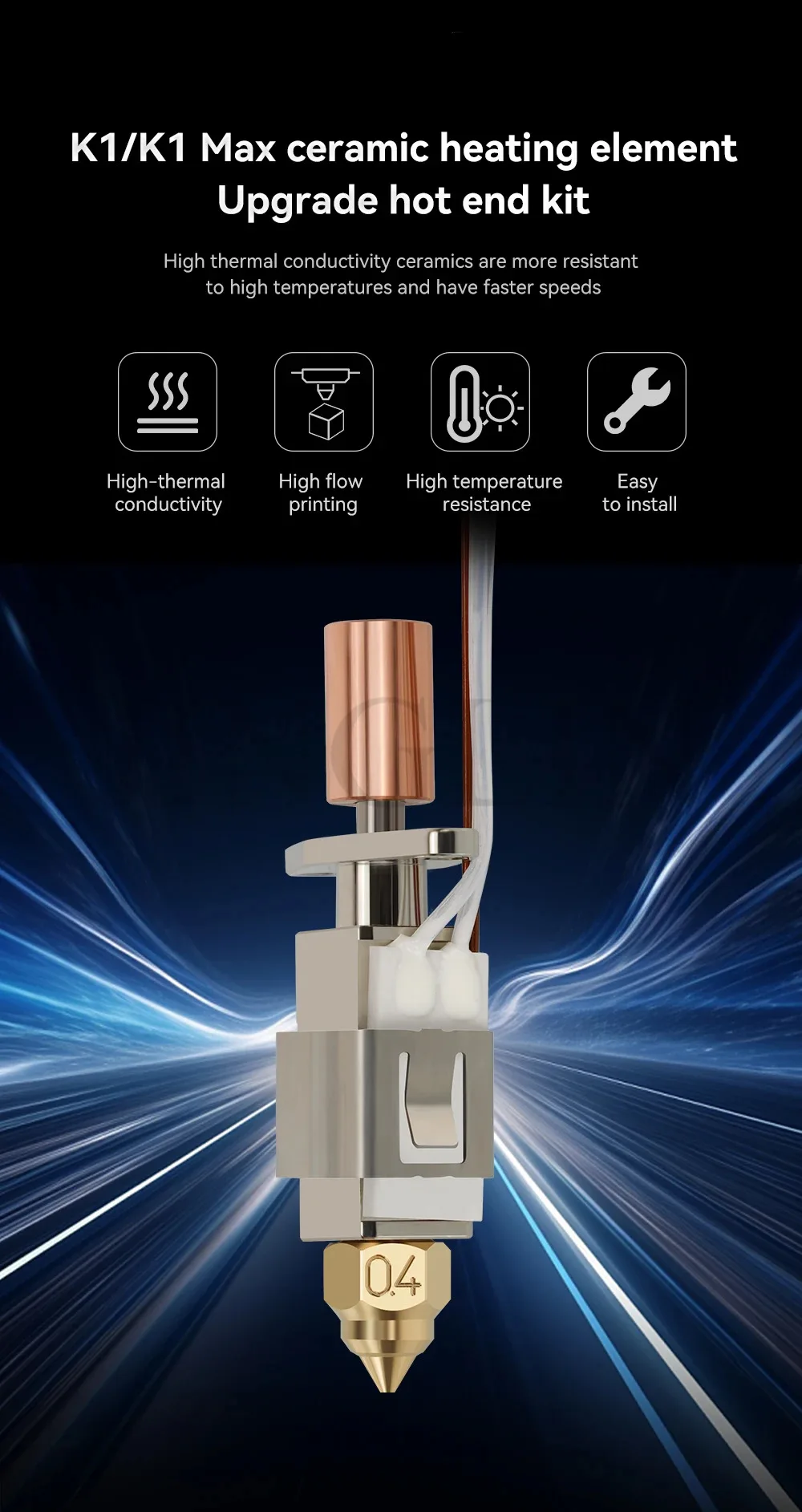 Aktualisiertes Hotend-Kit Bi-Metal K1 HOTEND für Creality K1/K1 MAX Keramik-Heizblock-Kit 550 ° C-Extruder für Creality K1 3D-Drucker – Detail 1