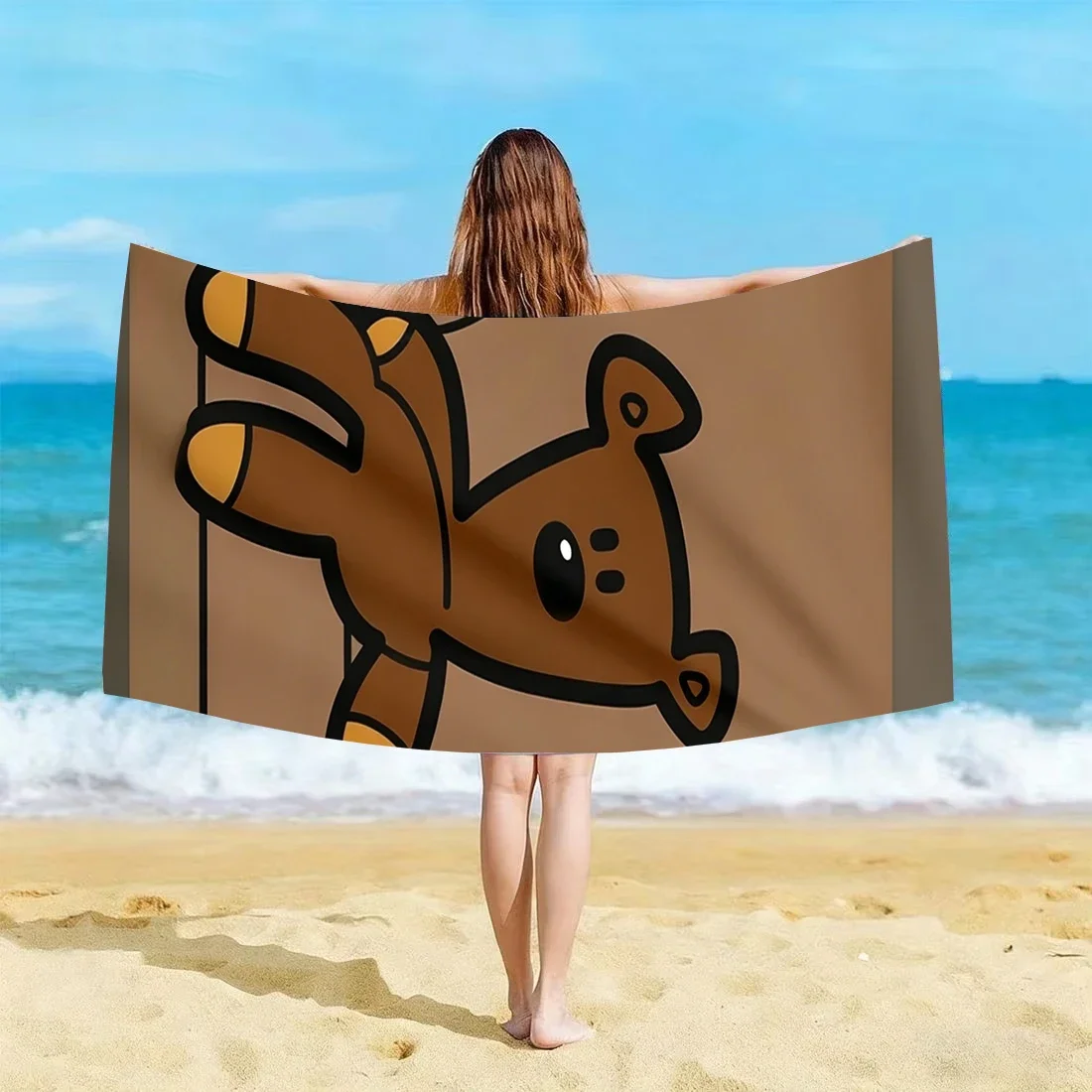 Custom Mr B-Bean Teddy Bear Cartoon Beach Towel Microfiber Soft Quick Dry Gym Sports Towel Bath Towel For Bathroom Swimming Outd