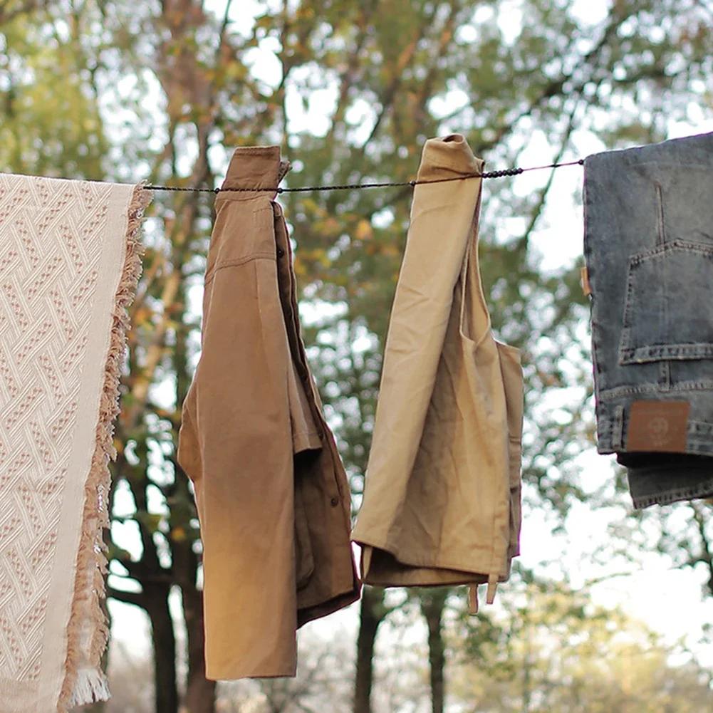 حبل غسيل محمول مطرز بطول 3 أمتار - خط غسيل خارجي قابل للتعديل ومقاوم للرياح للتخييم والسفر #3