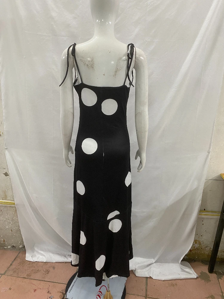 

Y2k new long skirt with lace up and backless suspender dress, temperament printed, sexy European and American style women