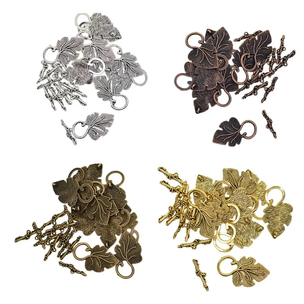 

40Pcs Grape Leaf OT Toggle Clasps Connectors Necklace Jewelry Making Finding