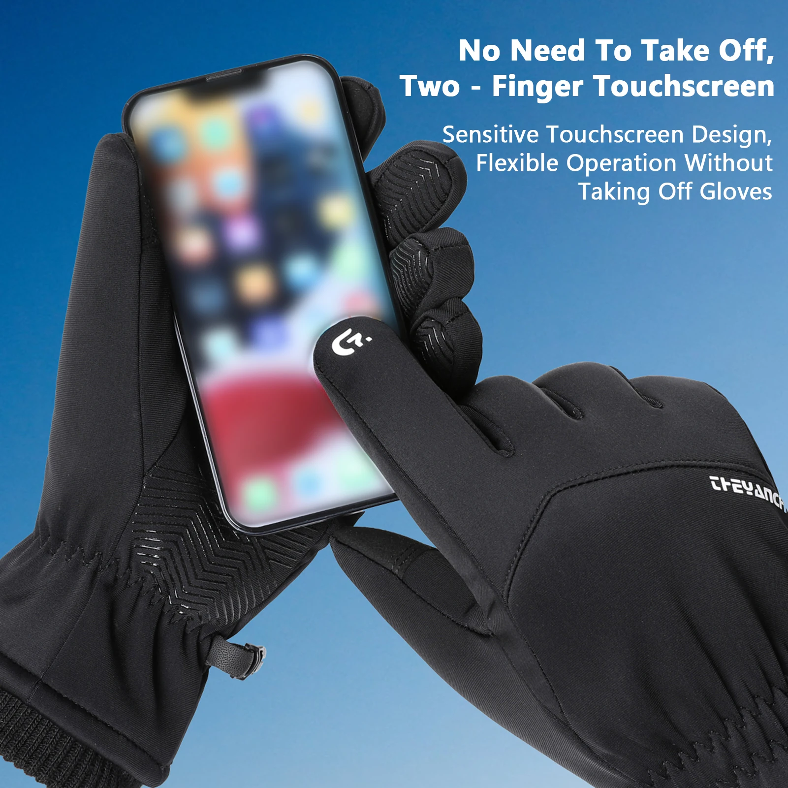 قفازات عمل متوافقة مع شاشة اللمس في الهواء الطلق الشتاء ركوب الدراجات الحرارية يندبروف قفازات غير نافذ للمطر للرجال النساء قفازات الشتاء للرجال #3