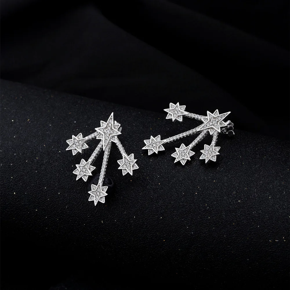 Lokkei Jewelry 100% 925 Sterling Silver meteor shower Full Diamond Gemstone Stud Earrings for Women  Fine Jewelry Wholesale