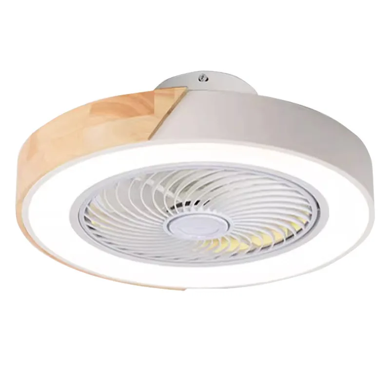 

110V Nordic Macaron Ceiling Fan Light Bedroom Living Room Dining Room Wood Invisible LED