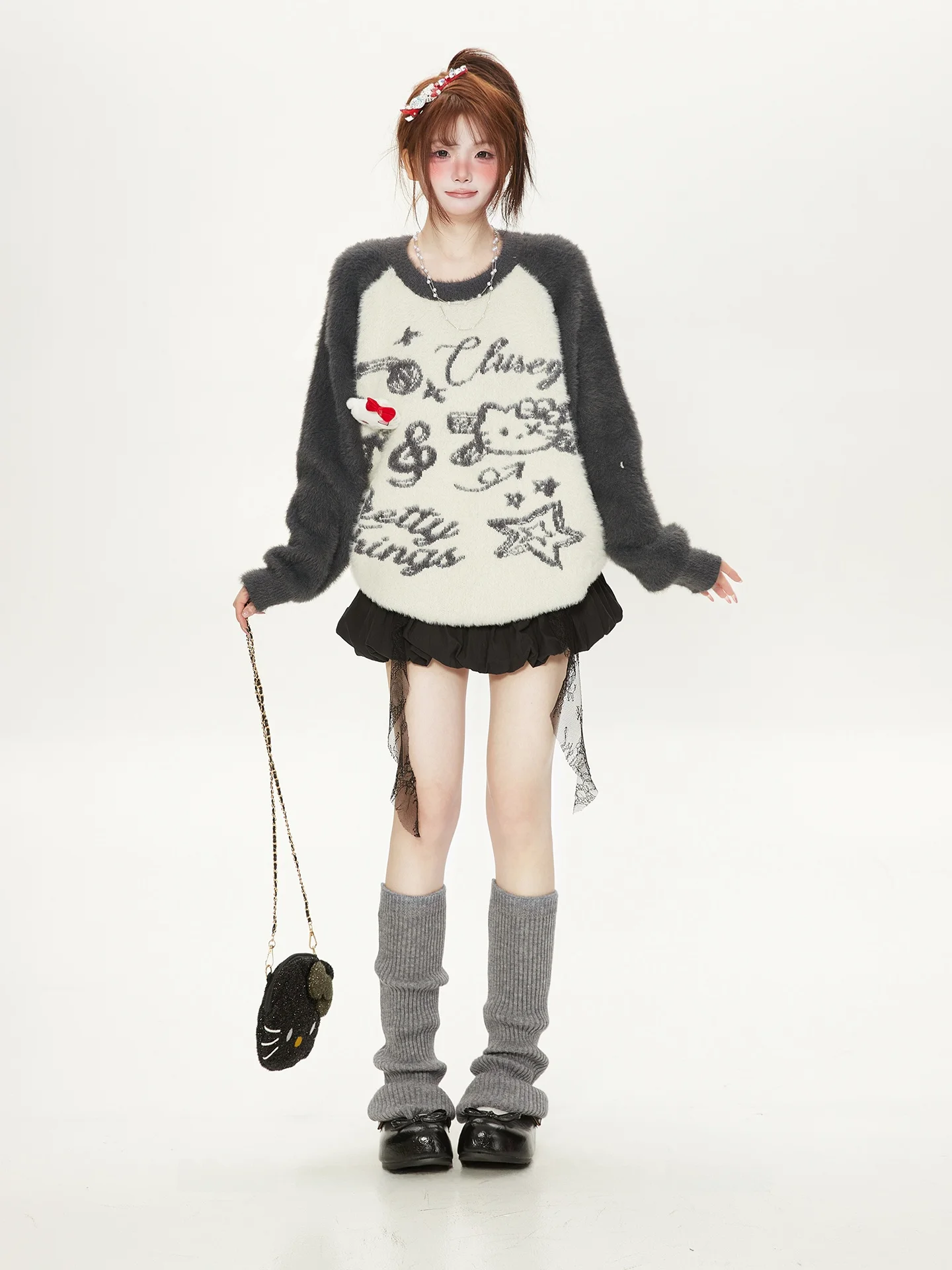 

Вязаный свитер с ярким узором, женский осенне-зимний теплый жилет из искусственной норки, топ с вставкой на плечах, све, повседневный трикотаж