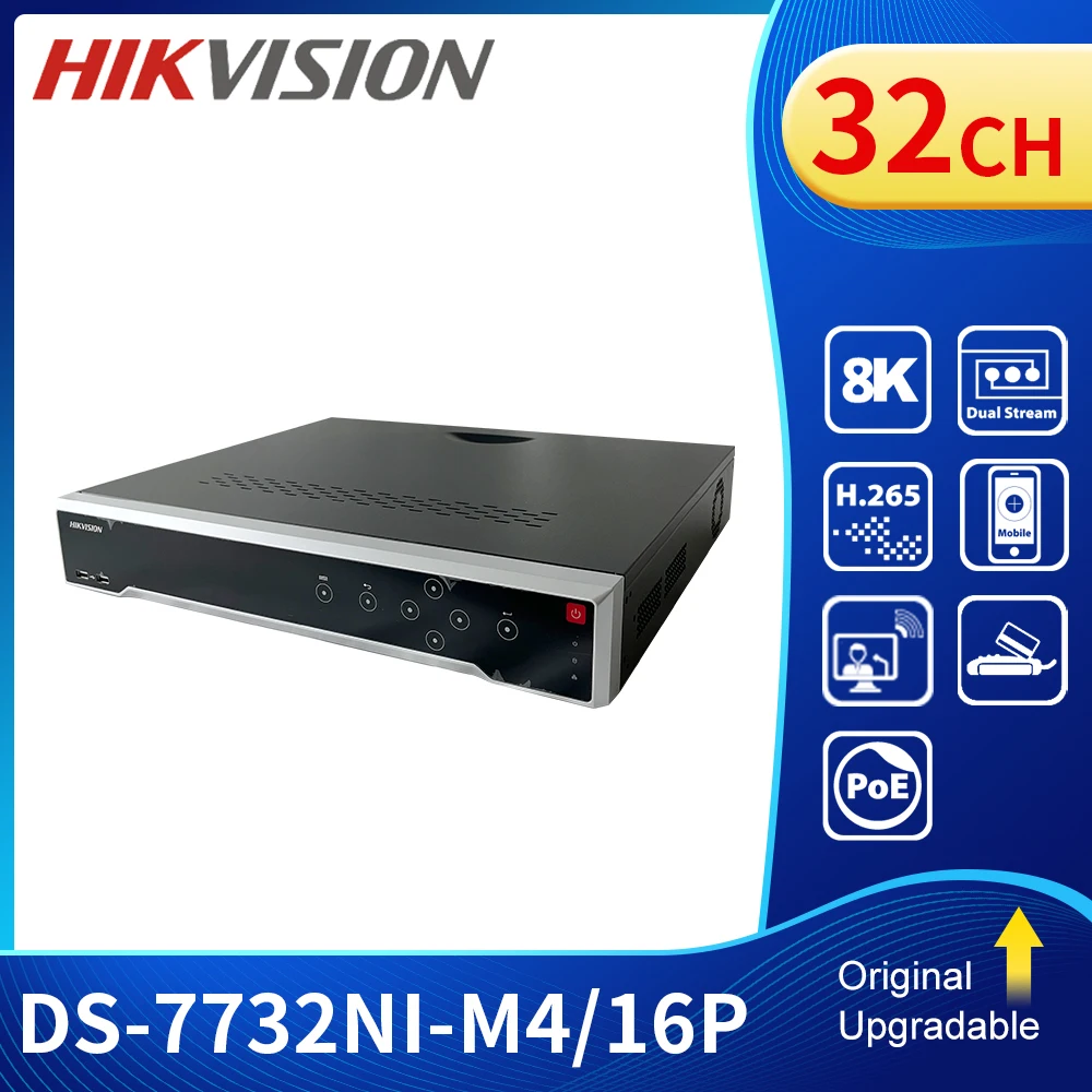 

Hikvision DS-7732NI-M4/16P 32CH 8K NVR 1.5U 16POE 4SATA Ports Network Video Recorder H.265+