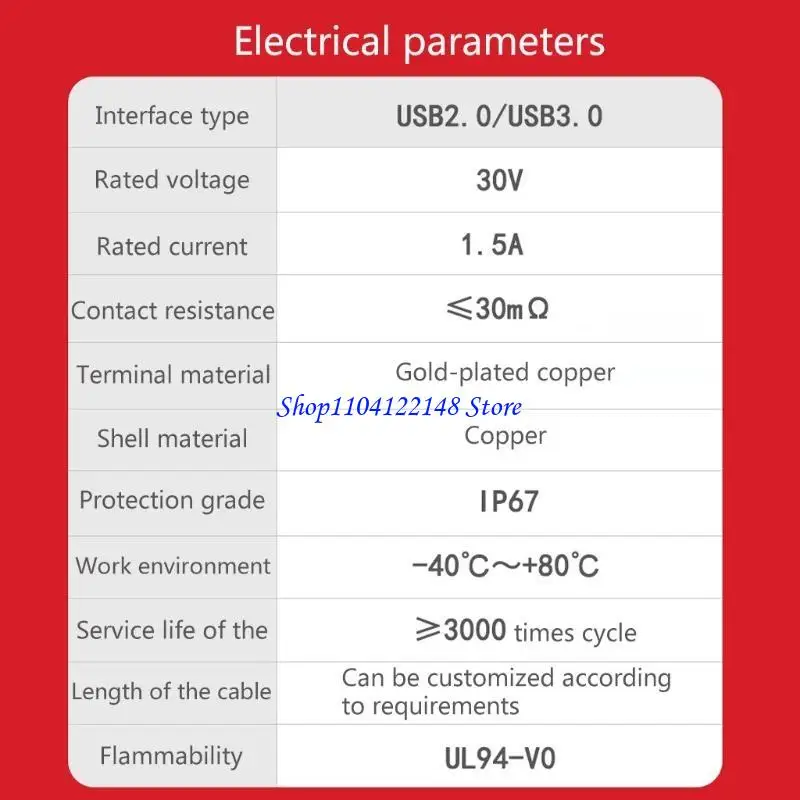 P9FA USB 2.0 vrouwelijke Socket plug paneelbevestiging adapter direct waterdichte connector met dop