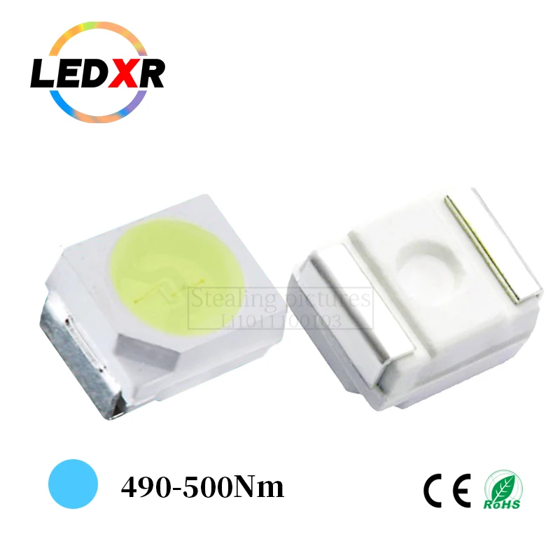 SMD 3528 LED beads 3528 ice blue 3528 SMD light-emitting diodes LED 3.0-3.2V 20mA 490-500nm high brightness 100pcs