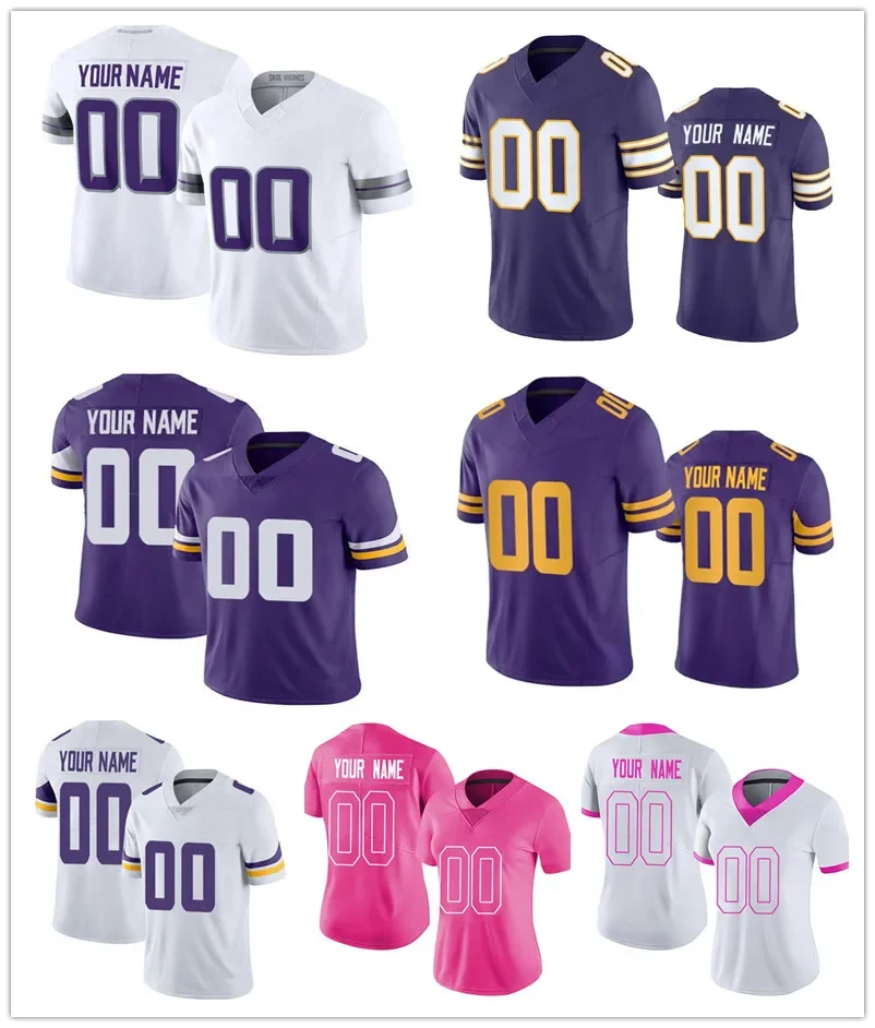 

Custom Minnesota Men Women Youth Football Jersey #9 J.J. McCarthy #18 Justin Jefferson #15 Dallas Turner #0 Ivan Pace Jr