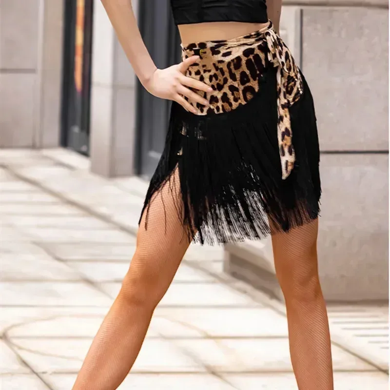 

Cocktail Party Puffy Ruffle Tie Up Bustle Overskirts,Women's Short Latin Dance Skirt, Adult Dance Skirt Fringed Hip Scarf