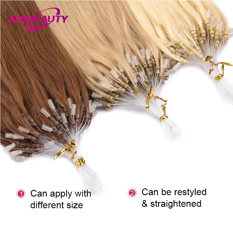 مايكرو حبة وصلات شعر شعر بشري حقيقي طبيعي أسود 50 ستراند مايكرو حلقة وصلات شعر شعر بشري حقيقي غير مرئية MicroLink #4