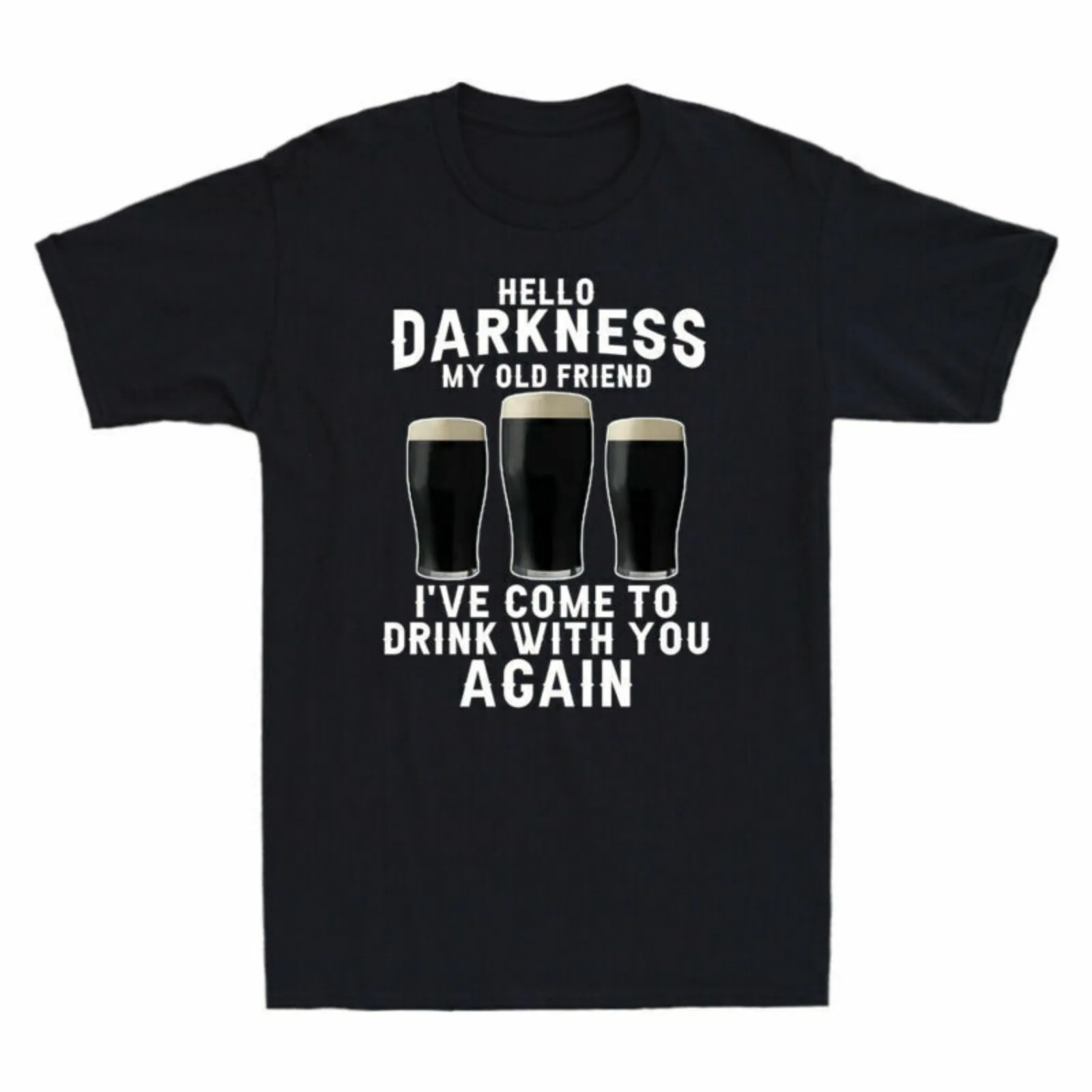 Beer Alcohol Drunk BBQ Tee Tops GUINESS Fans T-SHIRT Unisex Hello Darkness My Old Friend Printed Tops Summer Casual Soft Tees