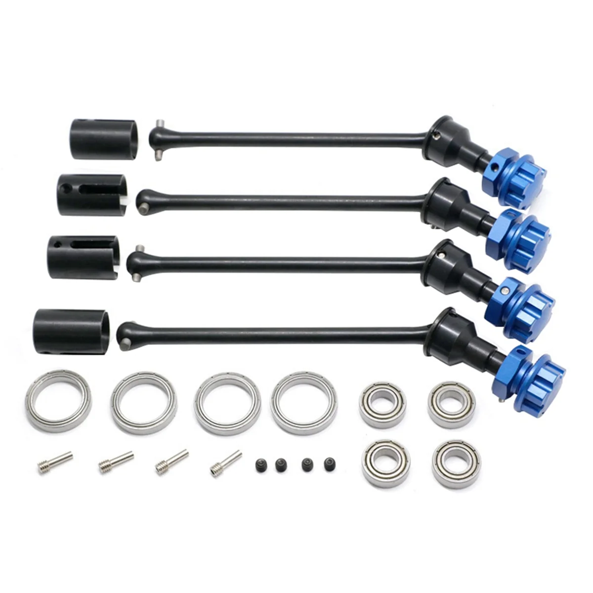 

4 PCS Steel Extended Driveshaft CVD with Splined Wheel Hex for 1/10 Traxxas MAXX RC Car Parts,Black & Blue