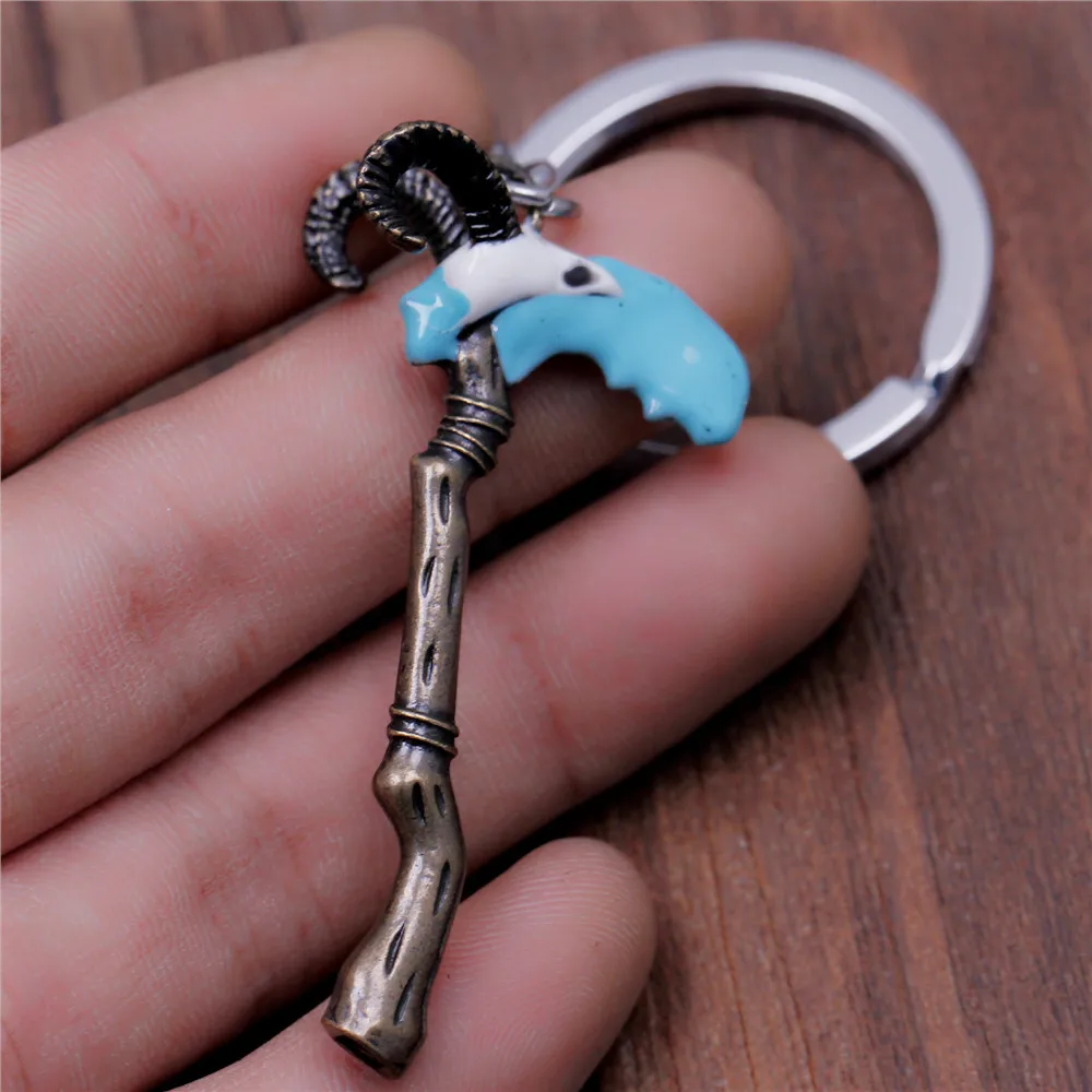 DOTA 2 Scythe of Vyse Enamel Key Chain for Men Women Metal Pendant Key Ring Chaveiro Car Bag Key Holder Fans Collectible Jewelry