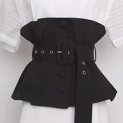 New french corset Niche women's corset single loop elasticated adjustable black button belt waistband women's matching shirt