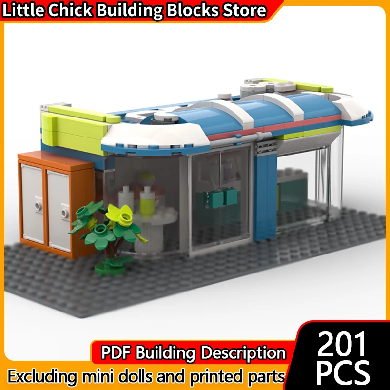 

Модель City Street View MOC, строительные кирпичи, кафе для здоровья, модульная технология, детские праздничные подарки, сборные игрушки, костюм