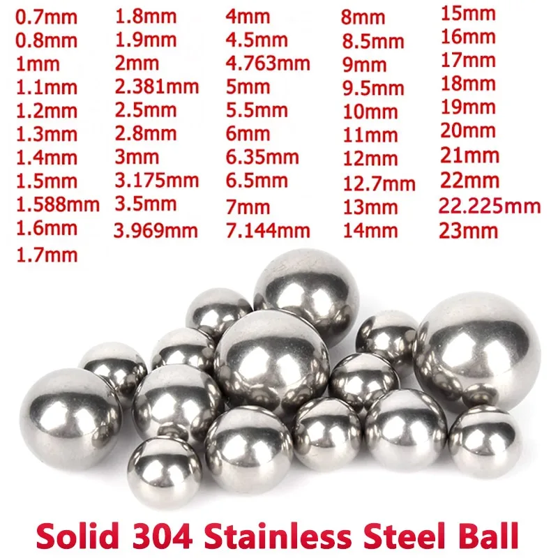 10-1000pcs Solid 304 Stainless Steel Ball Dia 0.5/0.8/1/1.1/1.2/1.5/2/2.381/2.5/3/3.5/4-23mm Precision Smooth Bearing Steel Ball