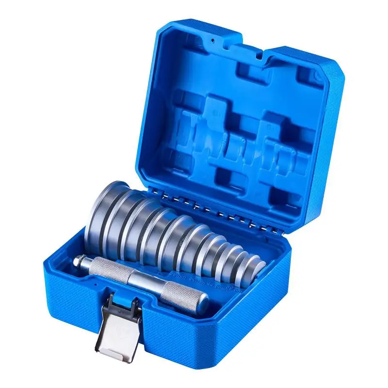 

Bearing press set, 10 pieces. Bearing race seal driver set with 9 bushings and handle, bushing driver tool set, for removal and installation, made of aluminum alloy with case.