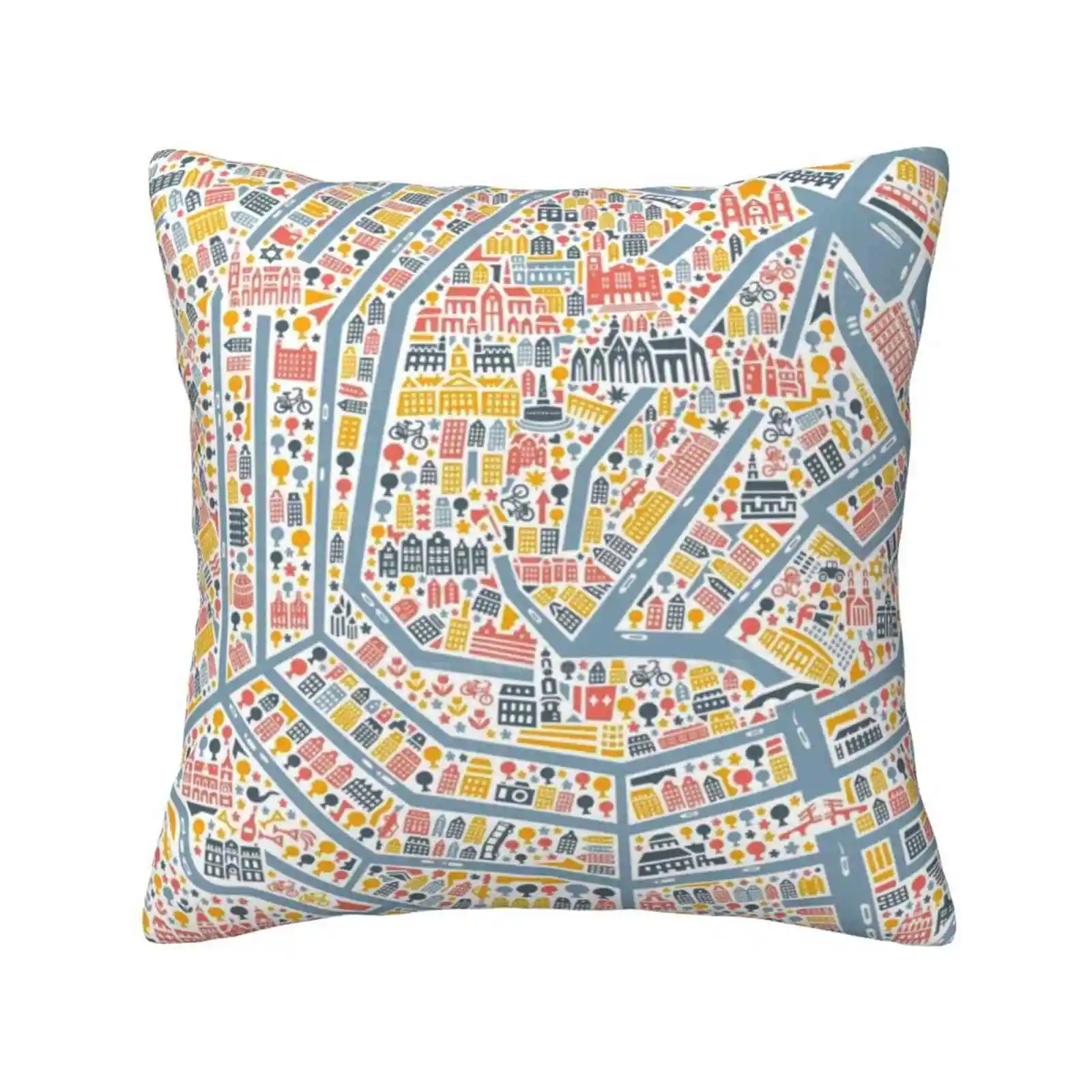 Amsterdam City Map Throw Cushion Pillow Cover Amsterdam City Map Amsterdam Map