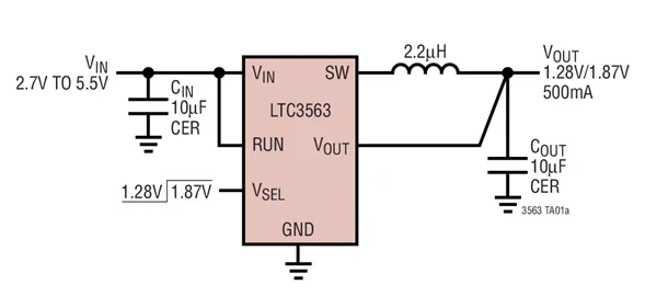 LTC3563EDC LTC3563 - 500mA, Synchronous Step-Down DC/DC Converter with Selectable Output Voltage