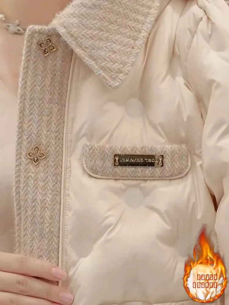 

Корейская модная хлопковая куртка с эффектом похудения и цветовыми блоками для женщин, новинка зимы, трендовая верхняя одежда