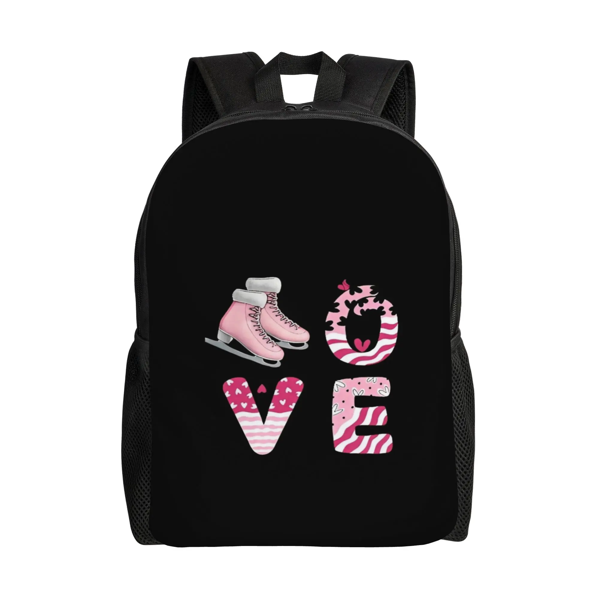 Back to school season Love Figure Skating in Pink Knapsack  Couple Daily Backpack