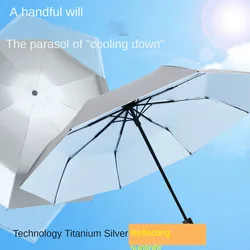 Fully Automatic Titanium Silver Umbrella Sun Umbrella Sun Protection Umbrella for Women Rain or Shine