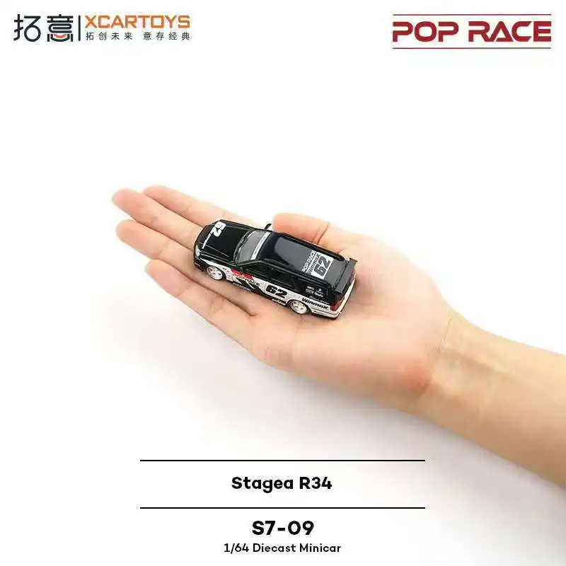 POPRACE 1/64 Stagea R34 alliage jouet véhicule à moteur moulé sous pression en métal modèle cadeaux