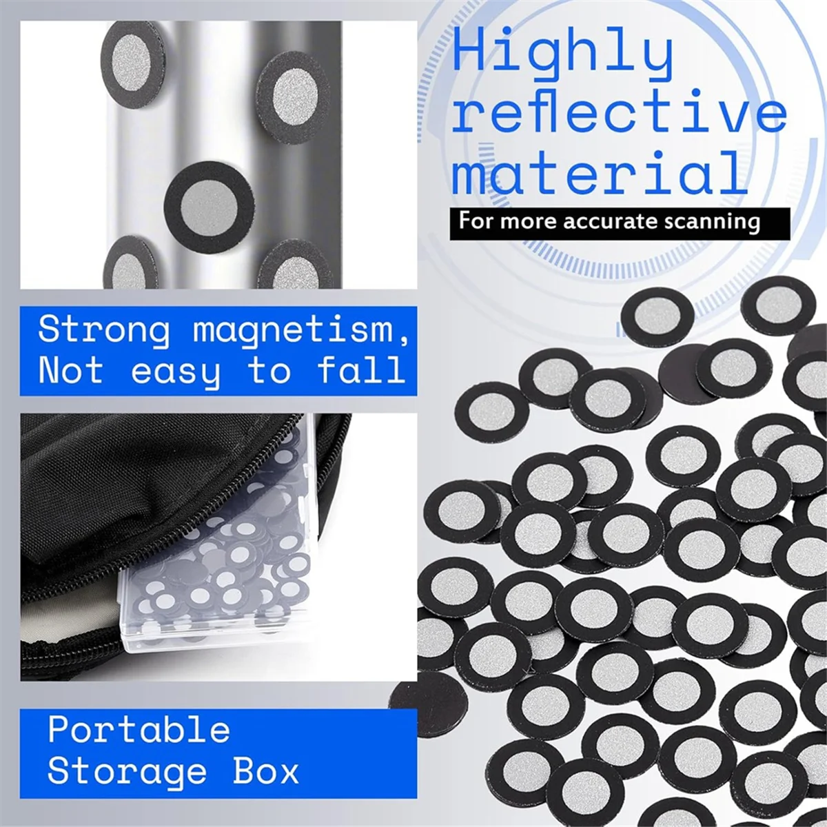 A002 200 Pcs 3D Magnetic Tracking Dot for Scanner Inner 6.0 mm Outer 10 mm Scanning Reference Point Marker for 3D Scanning