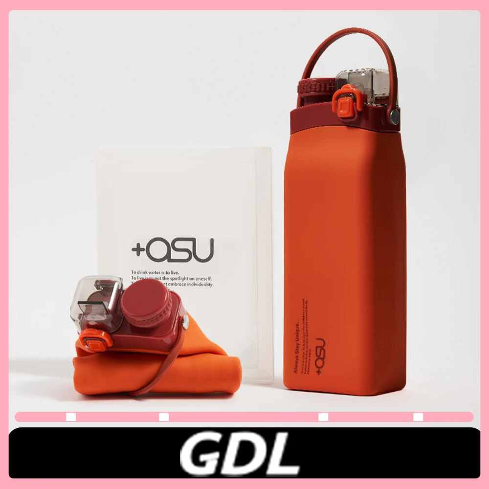 

Gdl Silicone Rubber Straw Integrated Type Water Cup Bottle Heat Preservation Portable 600ml with Cord Water Cup Kettle Outdoor