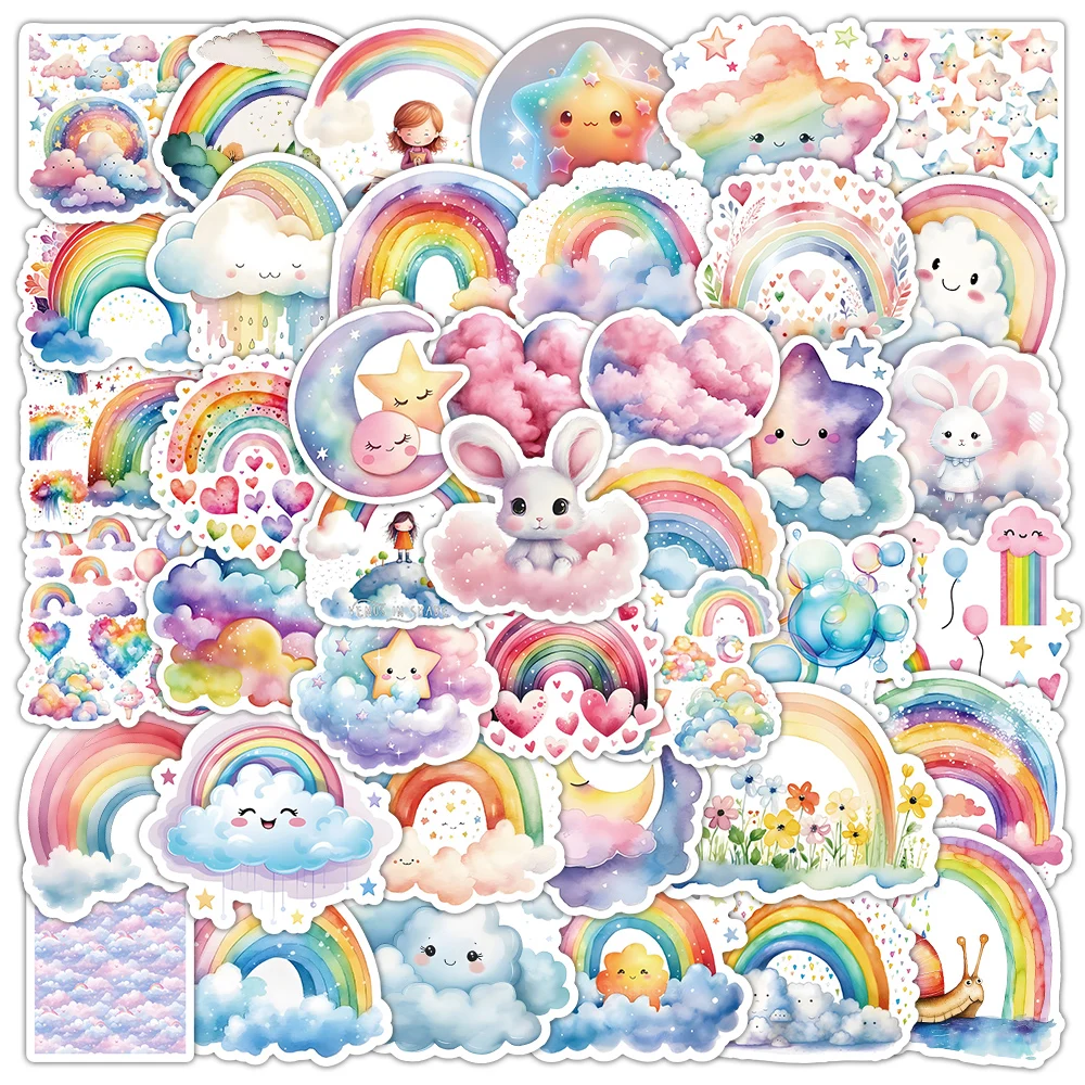 10/30/50pcs Kawaii Rainbow Cloud Animal Aesthetic Stickers Decals Laptop Phone Suitcase Notebook Decoration Sticker Kids Toys