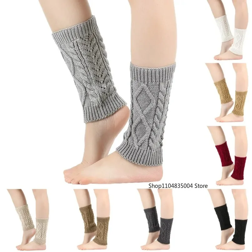 

Носки-ботинки, женские гетры, зимние теплые эластичные вязаные теплые женские толстые шерстяные манжеты до щиколотки, женские гетры с бриллиантами