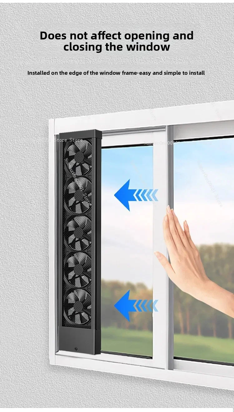 Non-drilling Window Exhaust Fan, Speed Adjustable Silent Ventilator for Sliding Window Indoor Smoke Ventilation