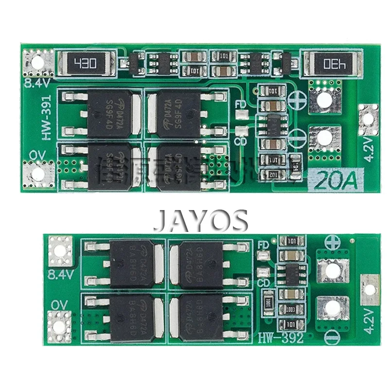 2 Strings of 7.4V 8.4V 18650 Lithium Battery Protection Board, with Balanced 20A Current Standard Version