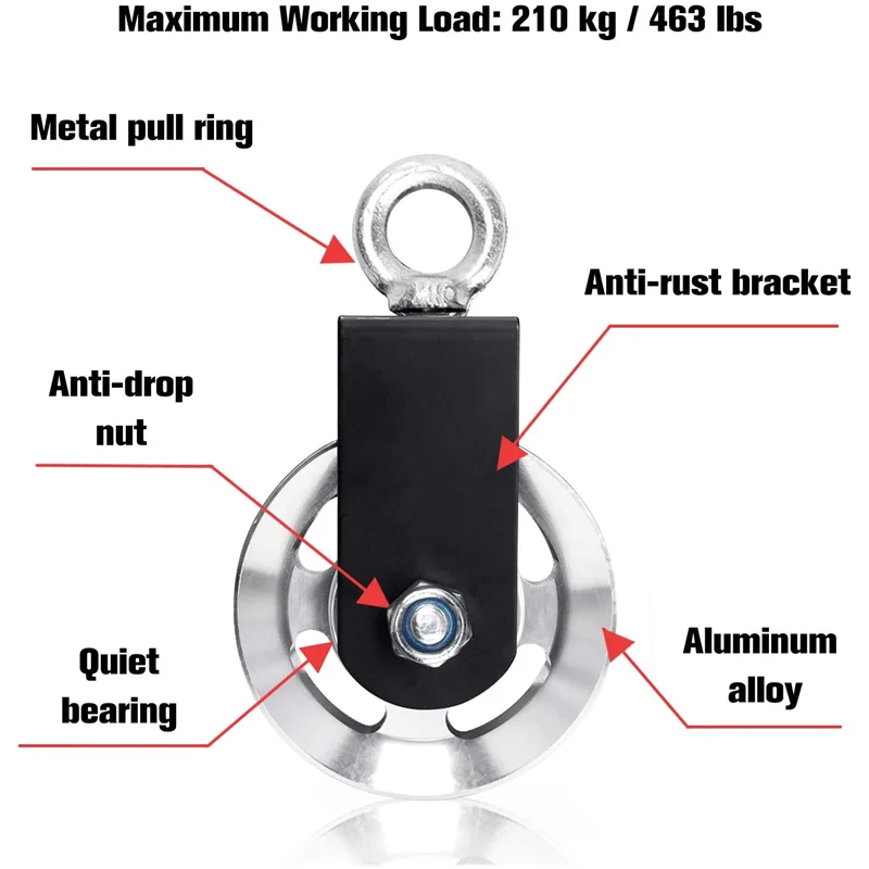 Silent Fitness Pulley Wheel for Home Gym 360Degree Rotation Traction Wheel Lifting Bearing Pulley Block Cable Machine Attachment