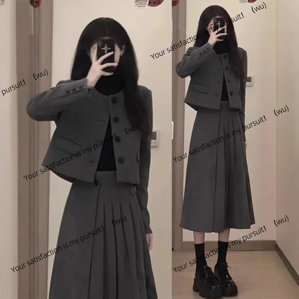 

Rich family daughter Xiaoxiangfeng suit women's autumn and winter new niche woolen coat design half-body skirt two-piece set