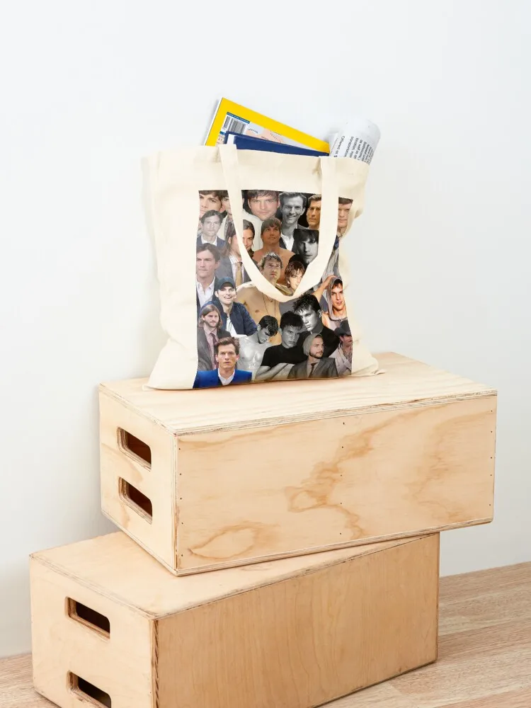ashton kutcher photo collage Tote Bag cute tote bag Women's shopper bag Eco Shopping bags