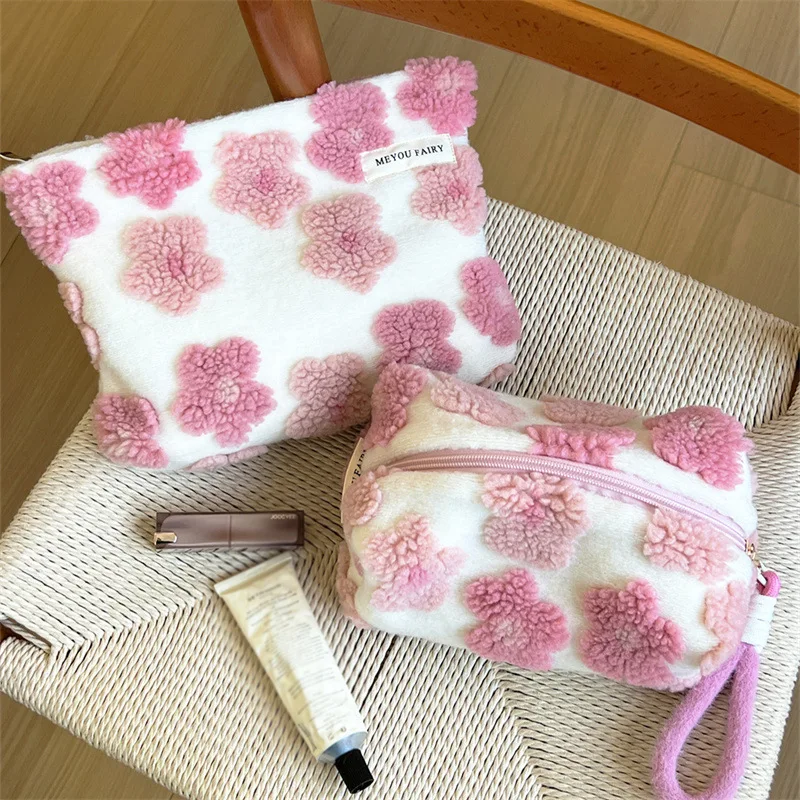 

Прекрасные розовые косметички с цветочным принтом для женщин, легкая портативная женская сумка-подушка для хранения, простой женский дорожный туалетный клатч