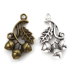 Multicolor Acorn Leaf 3D Charms Vintage Metal Plant Pendants DIY Making Necklace Bracelets Women Jewelry Gifts 26mm x 15mm,10PCs