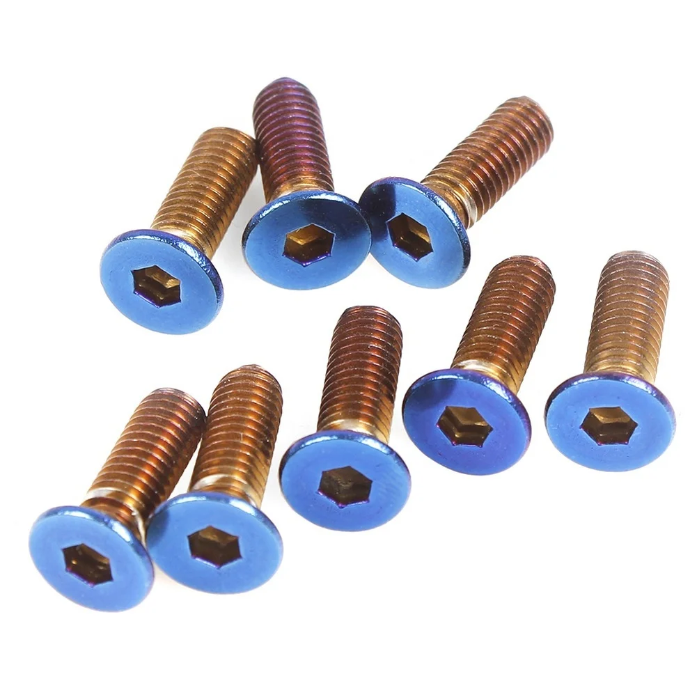 8 قطعة مسامير عجلة القيادة المعدلة للسيارة مع مفتاح ربط برأس مسطح ورأس مستدير ملون من الفولاذ المقاوم للصدأ مثبتات عجلة القيادة #2