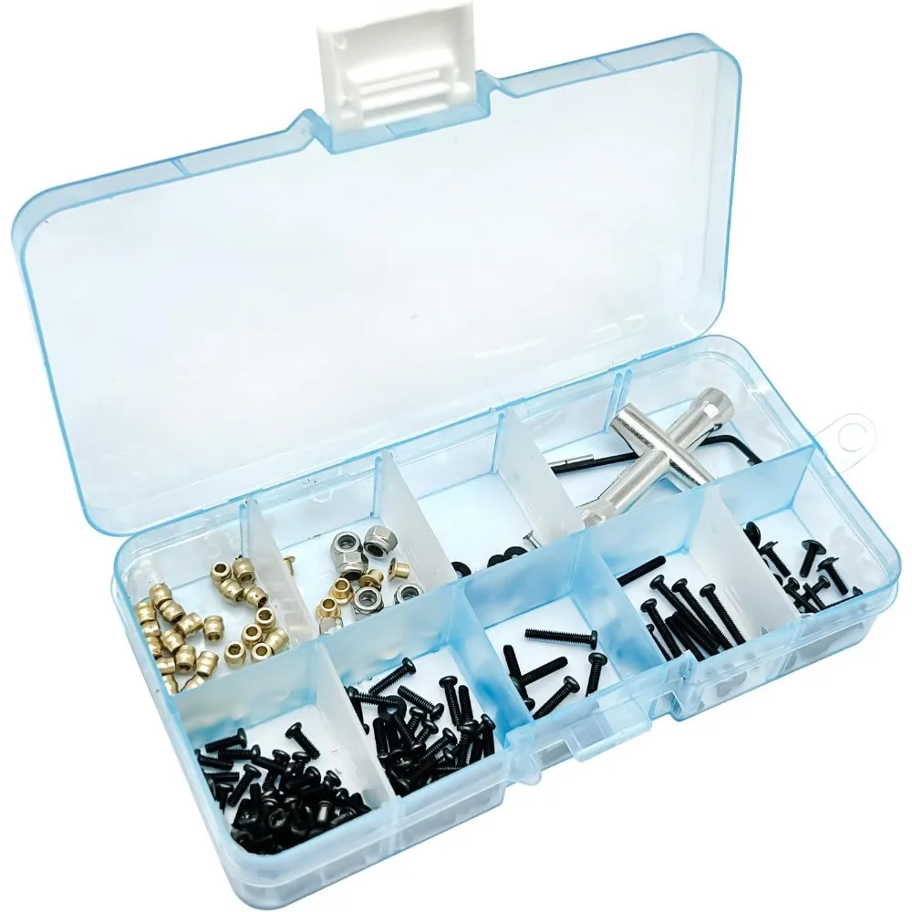 Universal M1.6 M2 RC Screw Kit Screws Assortment Set Fastener Wrench Repair Tools Compatible with FMS 1/18 1/24 Series FCX24 Adv