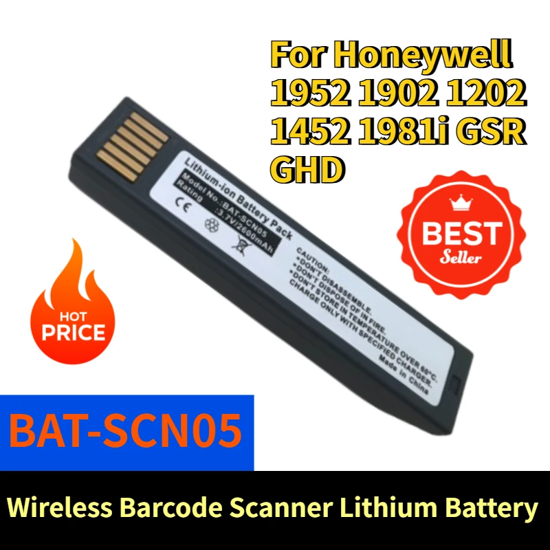 

3.7V 2600mAh Wireless Barcode Scanner Lithium Battery BAT-SCN05 for Honeywell 1952 1902 1202 1452 1981i GSR GHD