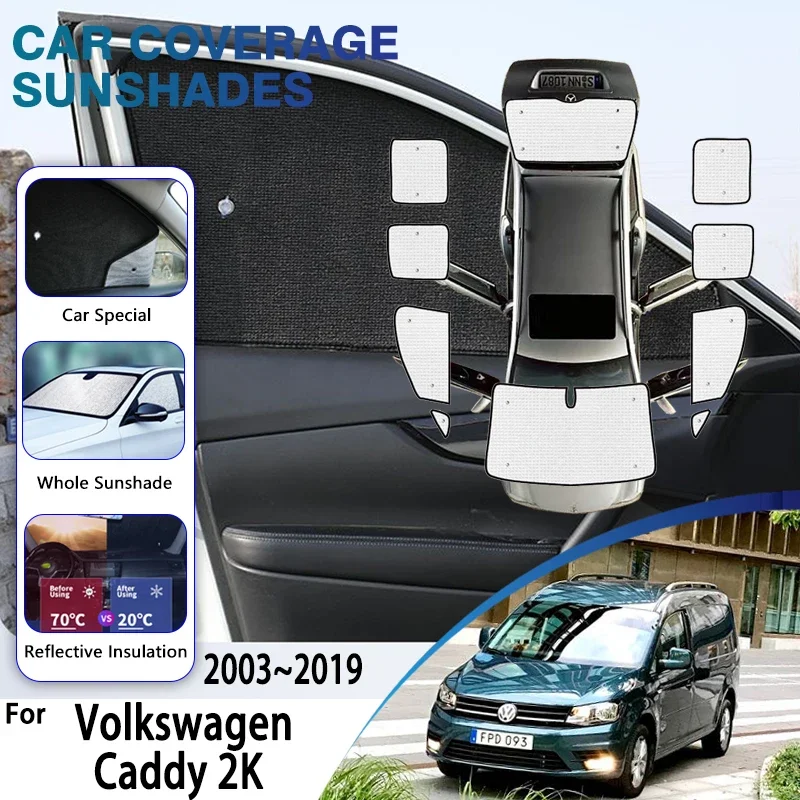 Full Coverage Sunshades For VW Volkswagen Caddy 2K Maxi 2003~2019 Sun Protection Windshields Body Kit Sunshade Car Accessories